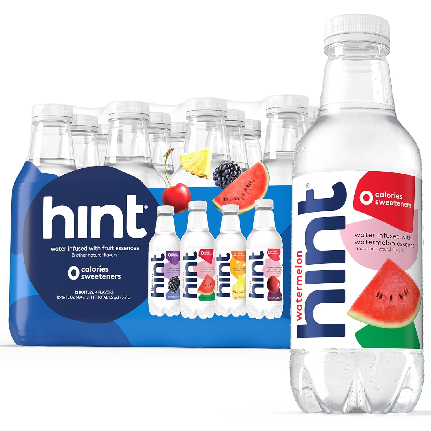 Hint Fruit Infused Bottled Water, Best Sellers Variety Pack   Sugar Free Flavored Water With Zero Calories, Natural Fruit Essences, And No Artificial Sweeteners   16 Fl Oz (Pack Of 12)